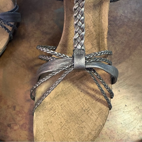 Kenneth Cole REACTION Leather Cedar Liscious Strappy Wood Wedge Sandals-Free S/H - Picture 12 of 16